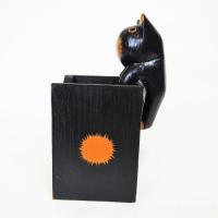 ペンホルダー ネコ 黒ネコ 木彫り アニマル アジアン雑貨 インドネシア ネコ取り外し