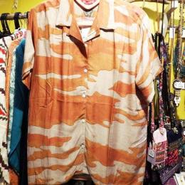 シャツ レディス 半袖 レーヨン ブラウン系 インド製 ブエブロシャツ