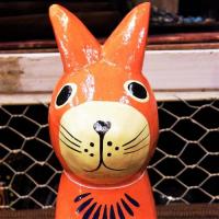 ウサギ 置物 オレンジ オブジェ アジアン雑貨 インテリア雑貨 お座りイースターウサギ Lサイズ