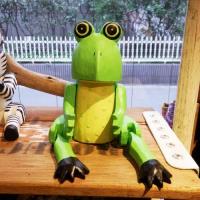 置物 カエル 木彫り 可愛い インテリア雑貨 パペット 手足が動く インドネシア