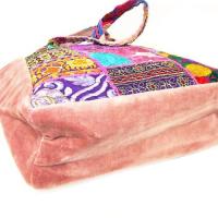 トートバッグ 手提げ 可愛い 刺繍 インド パッチワーク パープル カンバディアパッチ
