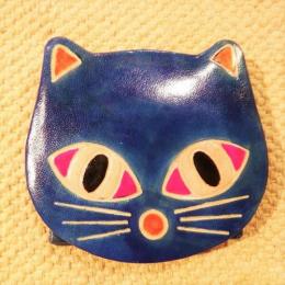 ヤンピー ネコ コインケース コインパース 小銭入れ ブルー 可愛い 猫 山羊革