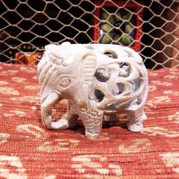 ゾウ 置物 ソープストーン 入れ子 透かし彫りゾウ エスニック インテリア アジアン雑貨 インド製