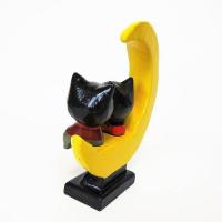 ネコ 置物 カップル 黒ネコ アニマルペアムーン 月に座る黒ネコ スタンド型 オブジェ