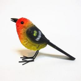 小鳥 置物 可愛い オブジェ たわしアニマル レッドバード ヤシ 動物 フィリピン　手作り